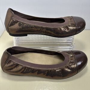 Vionic Orthaheel Allora Womans Ballet Flats US 9 Bronze/Metallic Round Toe